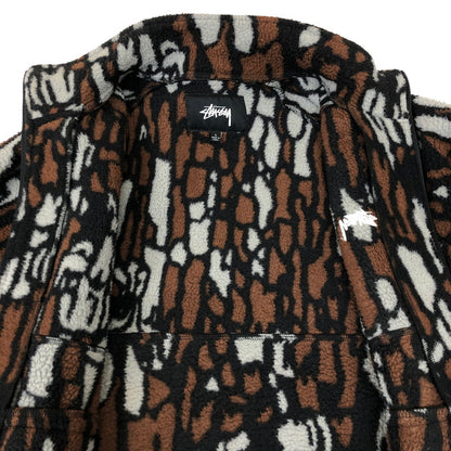 【中古品】【メンズ】 STUSSY ステューシー TREE BARK FLEECE JACKET 118341 ツリー バーク フリースジャケット アウター 142-250213-kk-20-tei サイズ：L カラー：BROWN×BLACK 万代Net店