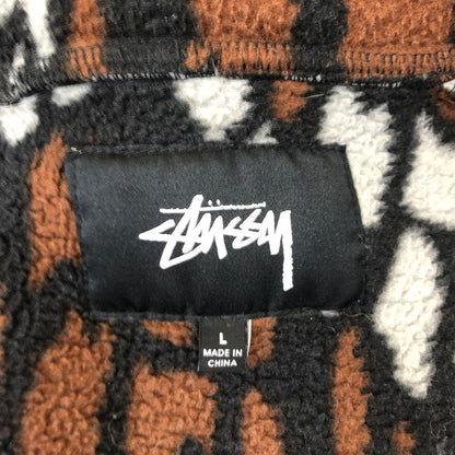 【中古品】【メンズ】 STUSSY ステューシー TREE BARK FLEECE JACKET 118341 ツリー バーク フリースジャケット アウター 142-250213-kk-20-tei サイズ：L カラー：BROWN×BLACK 万代Net店