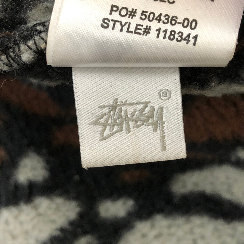 【中古品】【メンズ】 STUSSY ステューシー TREE BARK FLEECE JACKET 118341 ツリー バーク フリースジャケット アウター 142-250213-kk-20-tei サイズ：L カラー：BROWN×BLACK 万代Net店