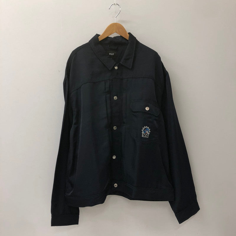 【中古美品】【メンズ】 HUF ハフ BENNINGTON TRUCKER JACKET JK00399 ベニントン トラッカージャケット ライトアウター 142-250221-kk-09-tei サイズ：XXL カラー：ネイビー 万代Net店