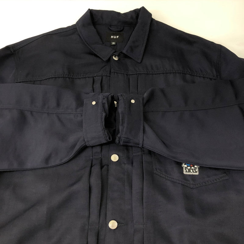 【中古美品】【メンズ】 HUF ハフ BENNINGTON TRUCKER JACKET JK00399 ベニントン トラッカージャケット ライトアウター 142-250221-kk-09-tei サイズ：XXL カラー：ネイビー 万代Net店