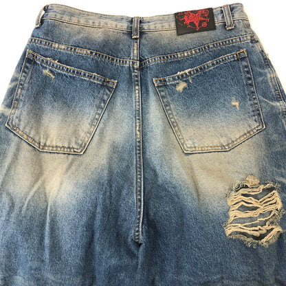 【中古品】【メンズ】  EMOSTANCECLUB エモスタンスクラブ DESTROYED BAGGY WIDE LEG JEANS デストロイド バギー ワイド レグ ジーンズ ボトムス デニムパンツ 156-250221-kk-20-tei サイズ：1 カラー：ライトインディゴ 万代Net店