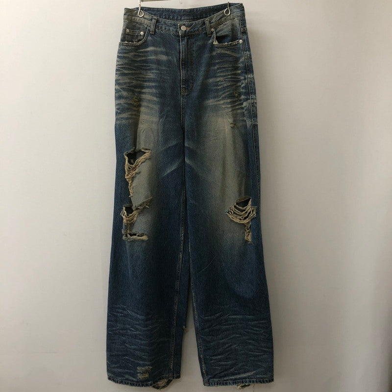 【中古品】【メンズ】  EMOSTANCECLUB エモスタンスクラブ DESTROYED BAGGY WIDE LEG JEANS デストロイド バギー ワイド レグ ジーンズ ボトムス デニムパンツ 156-250221-kk-20-tei サイズ：1 カラー：ライトインディゴ 万代Net店