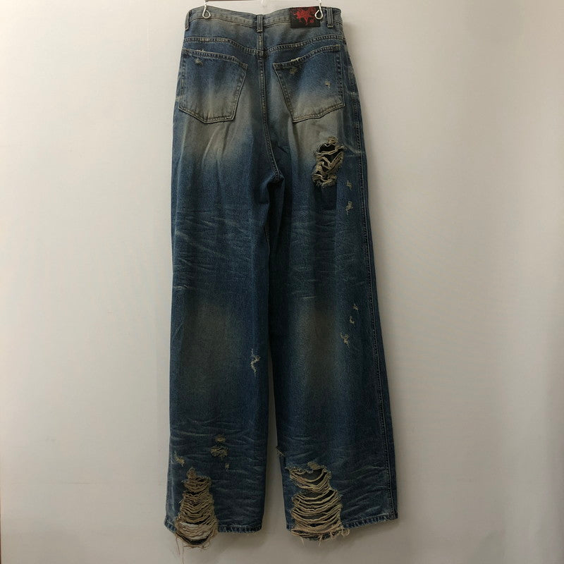 【中古品】【メンズ】  EMOSTANCECLUB エモスタンスクラブ DESTROYED BAGGY WIDE LEG JEANS デストロイド バギー ワイド レグ ジーンズ ボトムス デニムパンツ 156-250221-kk-20-tei サイズ：1 カラー：ライトインディゴ 万代Net店