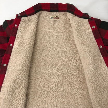 【中古品】【メンズ】 STUSSY ステューシー 24AW SHERPA LINED BUFFALO PLAID SHIRT 1110332 シェルパライン バッファロー プレイドシャツ 142-250221-kk-02-tei サイズ：S カラー：レッド 万代Net店