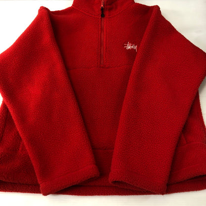 【中古品】【メンズ】 STUSSY ステューシー POLAR FLEECE HALF ZIP MOCK NECK 118542 ポーラーフリース ハーフジップ モックネック ライトアウター フリースプルオーバージャケット 142-250221-kk-03-tei サイズ：S カラー：レッド 万代Net店