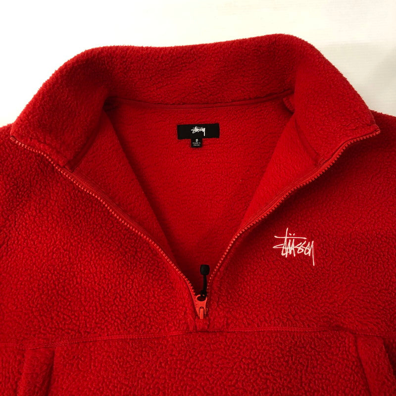 【中古品】【メンズ】 STUSSY ステューシー POLAR FLEECE HALF ZIP MOCK NECK 118542 ポーラーフリース ハーフジップ モックネック ライトアウター フリースプルオーバージャケット 142-250221-kk-03-tei サイズ：S カラー：レッド 万代Net店