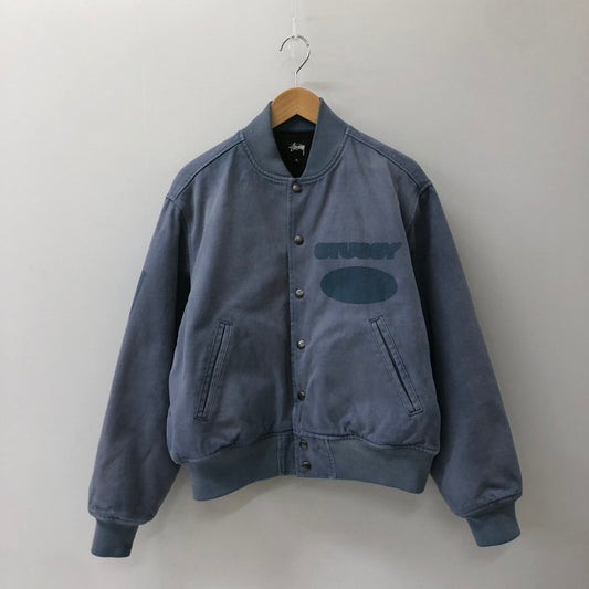 【中古品】【メンズ】 STUSSY ステューシー 24AW GHOST LOGO CANVAS VARSITY JACKET 115820 ゴースト ロゴキャンバス バーシティージャケット アウター スタジャン 142-250221-kk-31-fuz サイズ：S カラー：ブルー 万代Net店