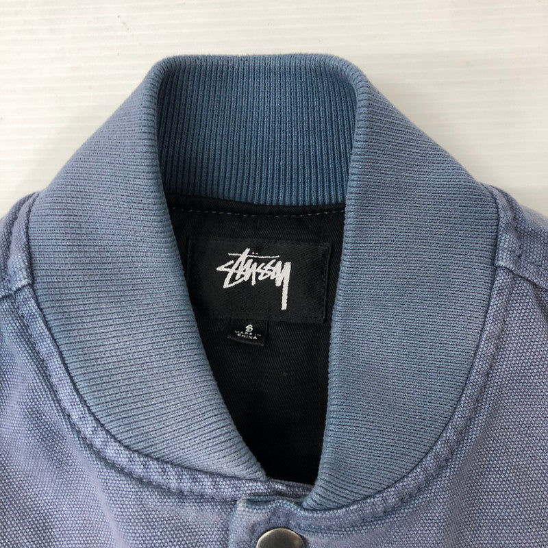 【中古品】【メンズ】 STUSSY ステューシー 24AW GHOST LOGO CANVAS VARSITY JACKET 115820 ゴースト ロゴキャンバス バーシティージャケット アウター スタジャン 142-250221-kk-31-tei サイズ：S カラー：ブルー 万代Net店