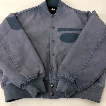 【中古品】【メンズ】 STUSSY ステューシー 24AW GHOST LOGO CANVAS VARSITY JACKET 115820 ゴースト ロゴキャンバス バーシティージャケット アウター スタジャン 142-250221-kk-31-tei サイズ：S カラー：ブルー 万代Net店