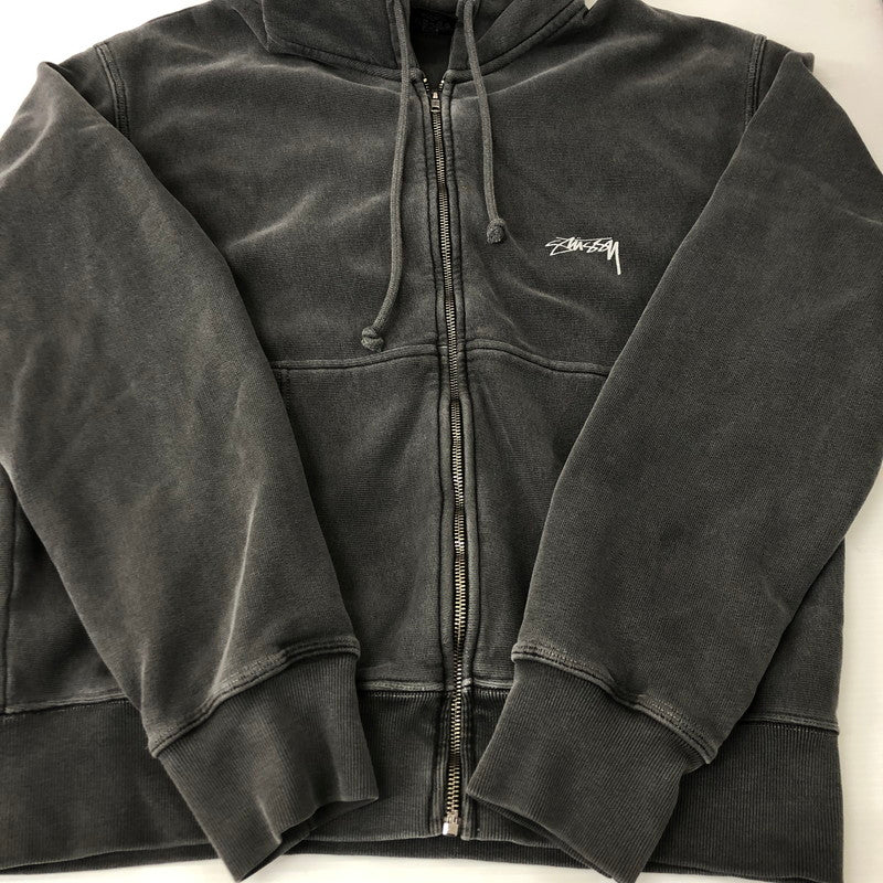 【中古品】【メンズ】 STUSSY ステューシー PIGMENT DYED SMOOTH STOCK ZIP HOODIE 1975021 ピグメントダイ スムースストック ジップフーディー トップス パーカー 142-250221-kk-46-tei サイズ：M カラー：ブラック 万代Net店