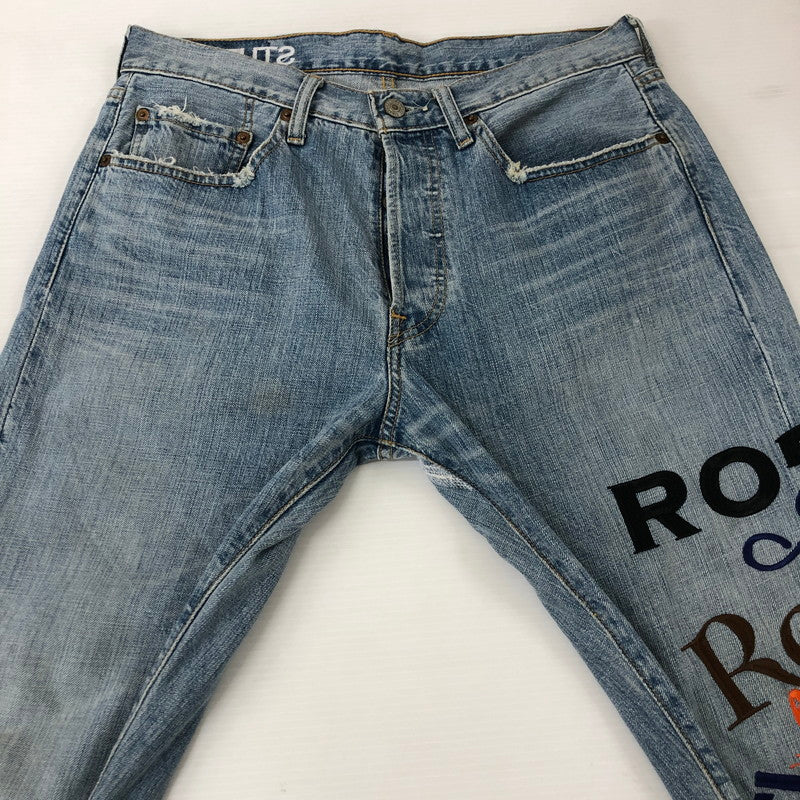 【中古品】【メンズ】  ROGIC ロジック × STUDIO33 スタジオ33 別注 コラボ EMBROIDERY DENIM PANTS エンブロイダリー デニムパンツ ボトムス 刺繍 153-250301-kk-01-tei サイズ：32 カラー：ライトインディゴ 万代Net店