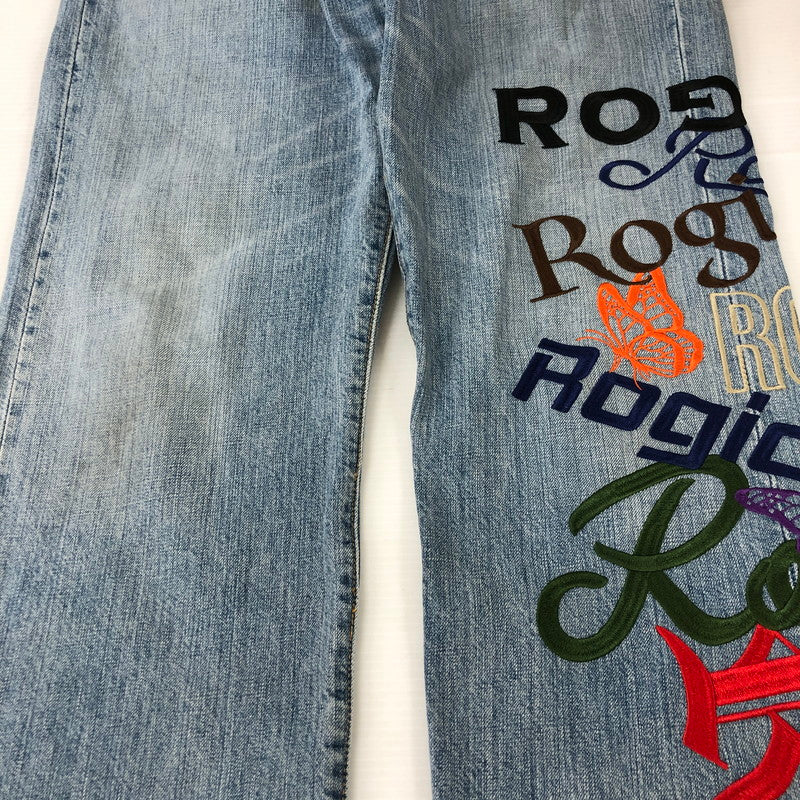 【中古品】【メンズ】  ROGIC ロジック × STUDIO33 スタジオ33 別注 コラボ EMBROIDERY DENIM PANTS エンブロイダリー デニムパンツ ボトムス 刺繍 153-250301-kk-01-tei サイズ：32 カラー：ライトインディゴ 万代Net店