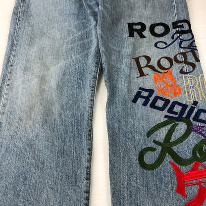 【中古品】【メンズ】  ROGIC ロジック × STUDIO33 スタジオ33 別注 コラボ EMBROIDERY DENIM PANTS エンブロイダリー デニムパンツ ボトムス 刺繍 153-250301-kk-01-tei サイズ：32 カラー：ライトインディゴ 万代Net店