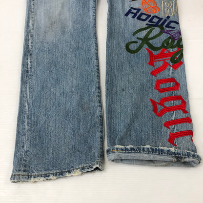 【中古品】【メンズ】  ROGIC ロジック × STUDIO33 スタジオ33 別注 コラボ EMBROIDERY DENIM PANTS エンブロイダリー デニムパンツ ボトムス 刺繍 153-250301-kk-01-tei サイズ：32 カラー：ライトインディゴ 万代Net店