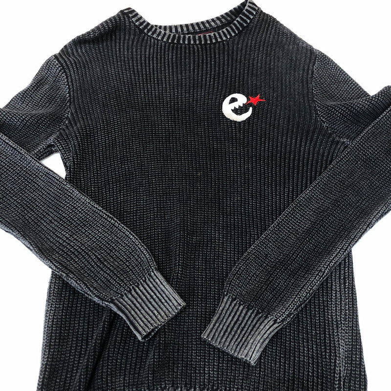 【現状渡し品】【メンズ】 Language ランゲージ RG STONE WASHED COTTON KNIT CREW ストーンウォッシュ コットン ニット クルー 長袖 トップス セーター 142-251125-yo-07-tei サイズ：XL カラー：ブラック 万代Net店