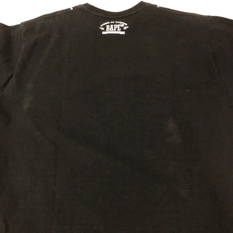 【中古品】【メンズ】 A BATHING APE アベイシングエイプ × COMME des GARCONS コムデギャルソン 別注 コラボ OSAKA MILO CHAIN ♯2 T-SHIRT  002TEJ221902C オオサカ マイロ チェーン Tシャツ 半袖 トップス 142-250224-kk-14-tei サイズ：2XL カラー：ブラック 万代Net店