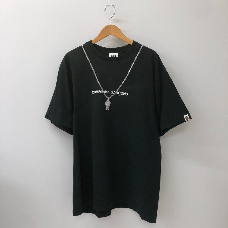 【中古品】【メンズ】 A BATHING APE アベイシングエイプ × COMME des GARCONS コムデギャルソン 別注 コラボ OSAKA MILO CHAIN ♯2 T-SHIRT  002TEJ221902C オオサカ マイロ チェーン Tシャツ 半袖 トップス 142-250224-kk-14-tei サイズ：2XL カラー：ブラック 万代Net店