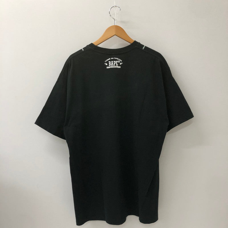 【中古品】【メンズ】 A BATHING APE アベイシングエイプ × COMME des GARCONS コムデギャルソン 別注 コラボ OSAKA MILO CHAIN ♯2 T-SHIRT  002TEJ221902C オオサカ マイロ チェーン Tシャツ 半袖 トップス 142-250224-kk-14-tei サイズ：2XL カラー：ブラック 万代Net店