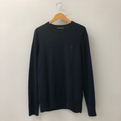 【中古品】【メンズ】 ACNE STUDIOS アクネストゥディオズ FACE PATCH CREWNECK KNIT SWEATER FA-UX-KNIT000008 フェイスパッチ クルーネック ニットセーター トップス 140-250301-kk-06-tei サイズ：M カラー：ネイビー 万代Net店