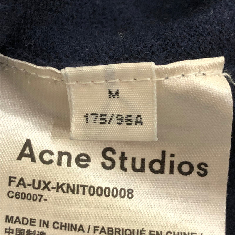 【中古品】【メンズ】 ACNE STUDIOS アクネストゥディオズ FACE PATCH CREWNECK KNIT SWEATER FA-UX-KNIT000008 フェイスパッチ クルーネック ニットセーター トップス 140-250301-kk-06-tei サイズ：M カラー：ネイビー 万代Net店