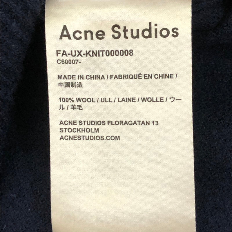 【中古品】【メンズ】 ACNE STUDIOS アクネストゥディオズ FACE PATCH CREWNECK KNIT SWEATER FA-UX-KNIT000008 フェイスパッチ クルーネック ニットセーター トップス 140-250301-kk-06-tei サイズ：M カラー：ネイビー 万代Net店