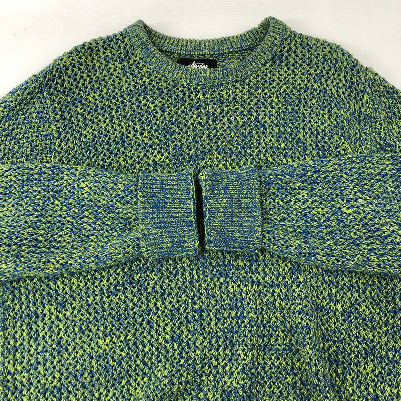 【中古品】【メンズ】 STUSSY ステューシー 22AW 2 TONE LOOSE GAUGE SWEATER 117136 ツートーン ルーズゲージ セーター トップス ニット 142-250301-kk-15-tei サイズ：M カラー：グリーン/ブルー 万代Net店