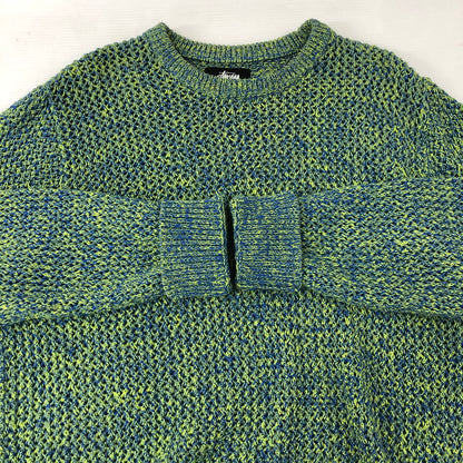 【中古品】【メンズ】 STUSSY ステューシー 22AW 2 TONE LOOSE GAUGE SWEATER 117136 ツートーン ルーズゲージ セーター トップス ニット 142-250301-kk-15-tei サイズ：M カラー：グリーン/ブルー 万代Net店