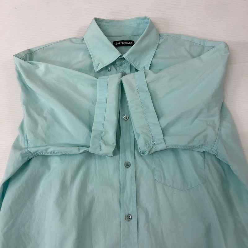 【中古品】【メンズ】 BALENCIAGA バレンシアガ S/S CLASSIC SHIRT 556913 TEM01 ショートスリーブ クラシックシャツ 半袖 トップス 141-250301-kk-10-tei サイズ：37 カラー：ライトブルー 万代Net店