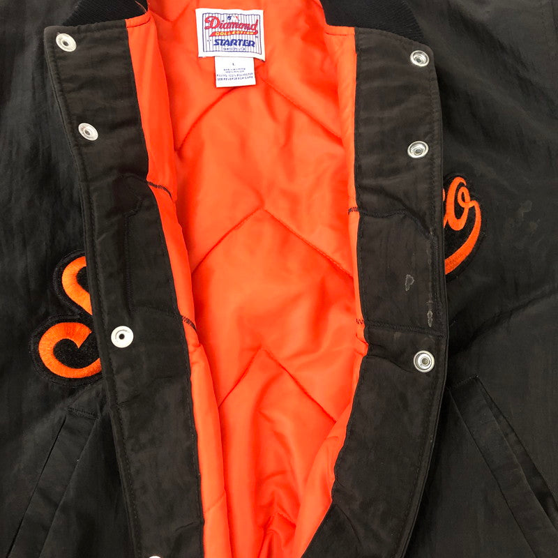 【中古品】【メンズ】  DIAMOND COLLECTION by STARTER ダイヤモンドコレクション バイ スターター 90's MLB SAN FRANCISCO GIANTS NYLON VARSITY JACKET サンフランシスコ・ジャイアンツ ナイロンバーシティージャケット アウター 145-250301-kk-21-tei サイズ：L カラー：ブラック 万代Net店