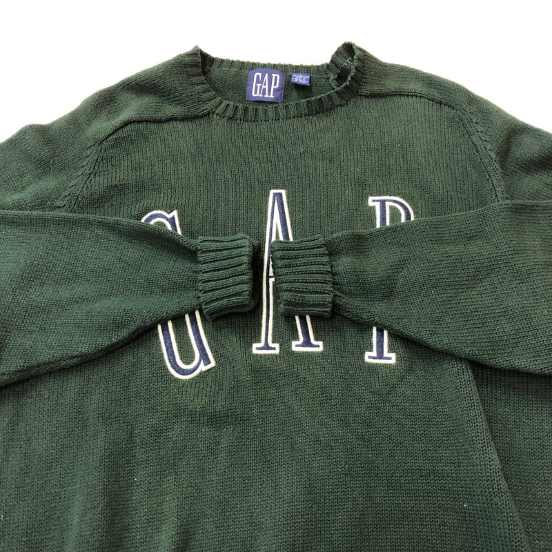 【中古品】【メンズ】 GAP ギャップ 90's LOGO COTTON SWEATER 90年代 ロゴ コットンセーター トップス 147-250309-kk-13-tei サイズ：L カラー：グリーン 万代Net店