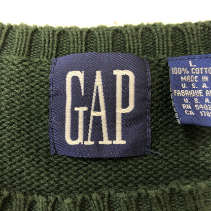 【中古品】【メンズ】 GAP ギャップ 90's LOGO COTTON SWEATER 90年代 ロゴ コットンセーター トップス 147-250309-kk-13-tei サイズ：L カラー：グリーン 万代Net店