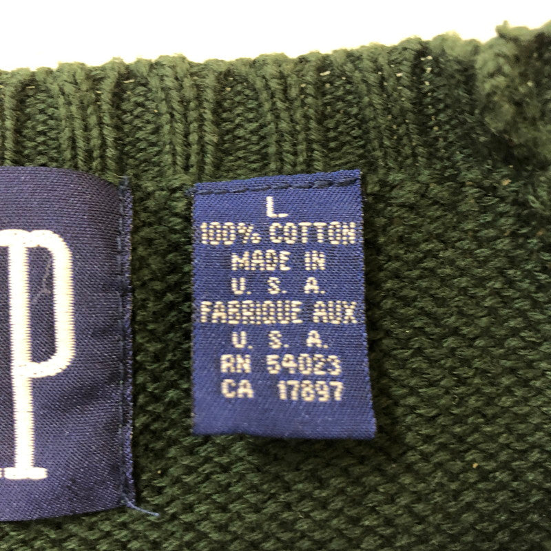 【中古品】【メンズ】 GAP ギャップ 90's LOGO COTTON SWEATER 90年代 ロゴ コットンセーター トップス 147-250309-kk-13-tei サイズ：L カラー：グリーン 万代Net店