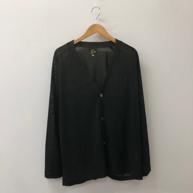 【中古品】【メンズ】 Needles ニードルス V NECK CARDIGAN POLY MESH KP243 ブイネックカーディガン ポリーメッシュ トップス 140-250228-kk-22-tei サイズ：M カラー：ブラック 万代Net店