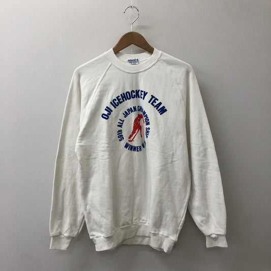 【中古品】【メンズ】 adidas アディダス 90's CREWNECK SWEAT ADS-3000 90年代 クルーネックスウェット トップス トレーナー DESCENTE期 148-250306-kk-49-tei サイズ：O カラー：ホワイト 万代Net店