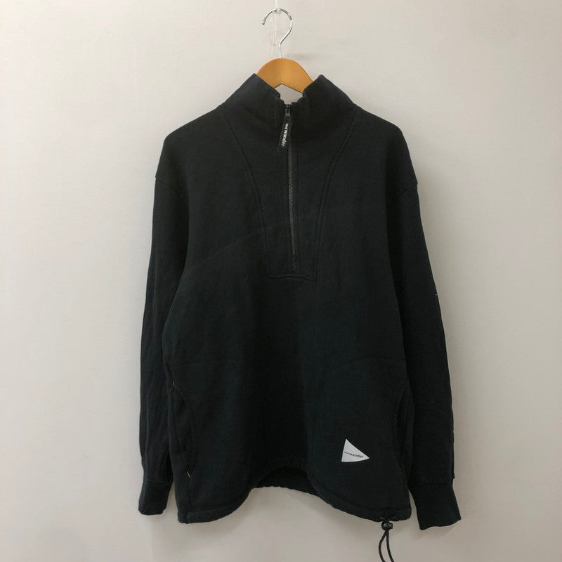 【中古品】【メンズ】 and wander アンドワンダー 22AW COTTON WOOL HALF ZIP SWEAT 574-2284363 コットン ウール ハーフジップ スウェット トップス 140-250228-kk-24-tei サイズ：L カラー：ネイビー 万代Net店