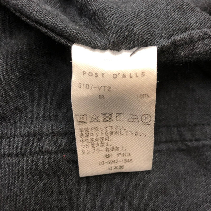 【中古品】【メンズ】 POST OVERALLS ポストオーバーオールズ POST CHINOS VINTAGE TWILL JACKET  3107-VT2 チャイナジャケット ライトアウター 145-250228-kk-29-tei サイズ：XL カラー：ブラック 万代Net店