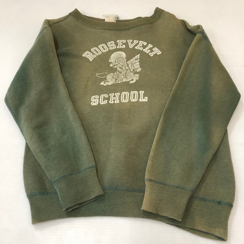 【現状渡し品】【メンズ/レディース】 Champion チャンピオン 60's ROOSEVELT SCHOOL PRINT CREWNECK SWEAT VINTAGE 60年代 ルーズベルトスクール プリント クルーネックスウェット ヴィンテージ ランタグ 145-250228-kk-31-tei サイズ：16 カラー：オリーブ 万代Net店