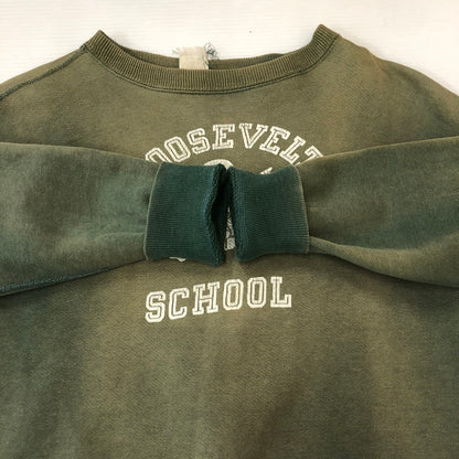 【現状渡し品】【メンズ/レディース】 Champion チャンピオン 60's ROOSEVELT SCHOOL PRINT CREWNECK SWEAT VINTAGE 60年代 ルーズベルトスクール プリント クルーネックスウェット ヴィンテージ ランタグ 145-250228-kk-31-tei サイズ：16 カラー：オリーブ 万代Net店