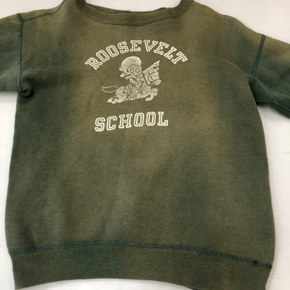 【現状渡し品】【メンズ/レディース】 Champion チャンピオン 60's ROOSEVELT SCHOOL PRINT CREWNECK SWEAT VINTAGE 60年代 ルーズベルトスクール プリント クルーネックスウェット ヴィンテージ ランタグ 145-250228-kk-31-tei サイズ：16 カラー：オリーブ 万代Net店