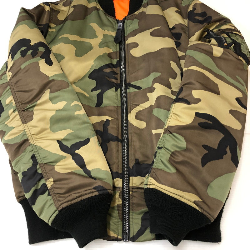 【中古品】【メンズ】  ALPHA INDUSTRIES アルファインダストリーズ MA-1 FLIGHT JACKET 20004-220 MA-1 フライトジャケット アウター 145-250225-kk-07-tei サイズ：L カラー：ウッドランドカモ 万代Net店