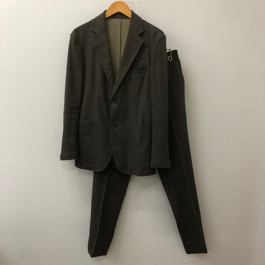 【中古品】【メンズ】 CHECK SET UP SUIT 18-010-300-2005-3-0 チェック セットアップ スーツ ジャケット パンツ 147-250225-kk-19-tei サイズ：44 カラー：ブラウン 万代Net店