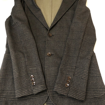 【中古品】【メンズ】 CHECK SET UP SUIT 18-010-300-2005-3-0 チェック セットアップ スーツ ジャケット パンツ 147-250225-kk-19-tei サイズ：44 カラー：ブラウン 万代Net店