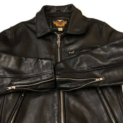 【中古品】【メンズ】 HARLEY DAVIDSON ハーレーダビッドソン LEATHER SINGLE RIDERES JACKET 40181 レザー シングルライダースジャケット アウター 145-250225-kk-12-tei サイズ：L カラー：ブラック 万代Net店