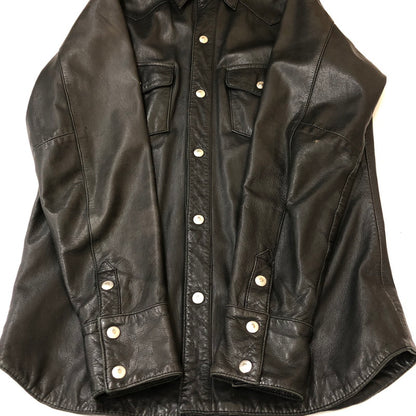 【中古品】【メンズ】 HARLEY DAVIDSON ハーレーダビッドソン LEATHER SHIRT JACKET 80123 レザーシャツジャケット ライトアウター 145-250225-kk-11-tei サイズ：L カラー：ブラック 万代Net店