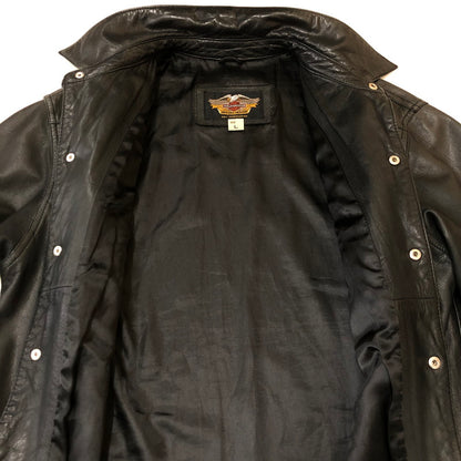 【中古品】【メンズ】 HARLEY DAVIDSON ハーレーダビッドソン LEATHER SHIRT JACKET 80123 レザーシャツジャケット ライトアウター 145-250225-kk-11-tei サイズ：L カラー：ブラック 万代Net店