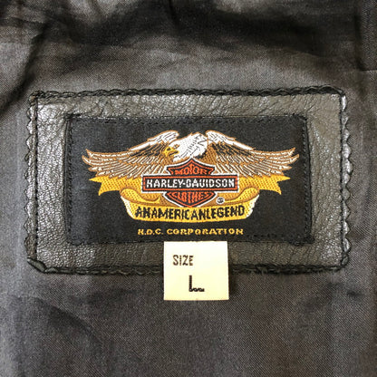 【中古品】【メンズ】 HARLEY DAVIDSON ハーレーダビッドソン LEATHER SHIRT JACKET 80123 レザーシャツジャケット ライトアウター 145-250225-kk-11-tei サイズ：L カラー：ブラック 万代Net店