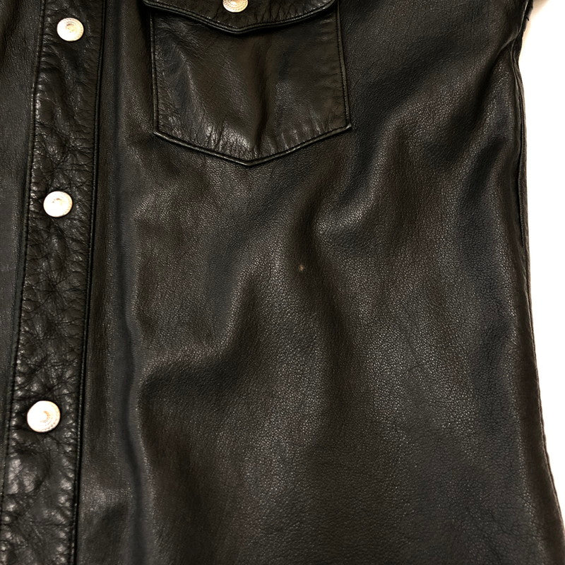 【中古品】【メンズ】 HARLEY DAVIDSON ハーレーダビッドソン LEATHER SHIRT JACKET 80123 レザーシャツジャケット ライトアウター 145-250225-kk-11-tei サイズ：L カラー：ブラック 万代Net店