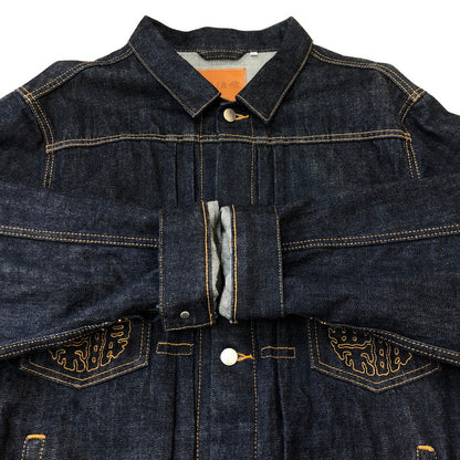 【中古品】【メンズ】  THE BLACK EYE PATCH ザ ブラックアイパッチ 22SS KAMON DENIM JACKET 家紋デニムジャケット ライトアウター 142-250306-kk-12-tei サイズ：XL カラー：インディゴ 万代Net店