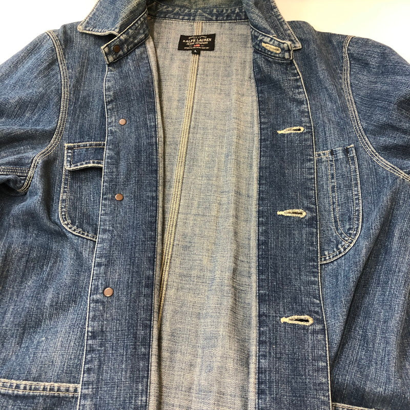 【中古品】【メンズ】 RALPH LAUREN ラルフローレン RALPH LAUREN ラルフローレン DENIM COVERALL JACKET デニムカバーオールジャケット ライトアウター 147-250306-kk-26-tei サイズ：L カラー：インディゴ 万代Net店